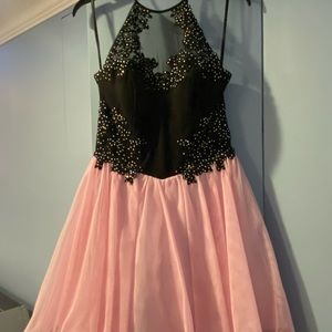 Halter dress, black lace with sparkles